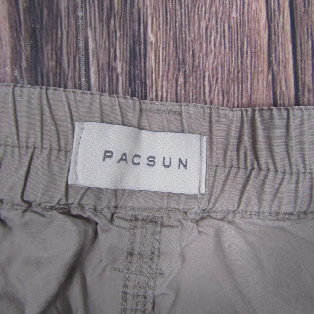PacSun Pants Womens M Beige Cotton Cargo Twill Elastic Waist Pockets Relaxed Fit - Picture 2 of 8